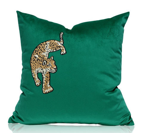 Modern Sofa Pillows, Green Decorative Pillows for Living Room, Contemporary Throw Pillows, Cheetah Decorative Cushion-HomePaintingDecor