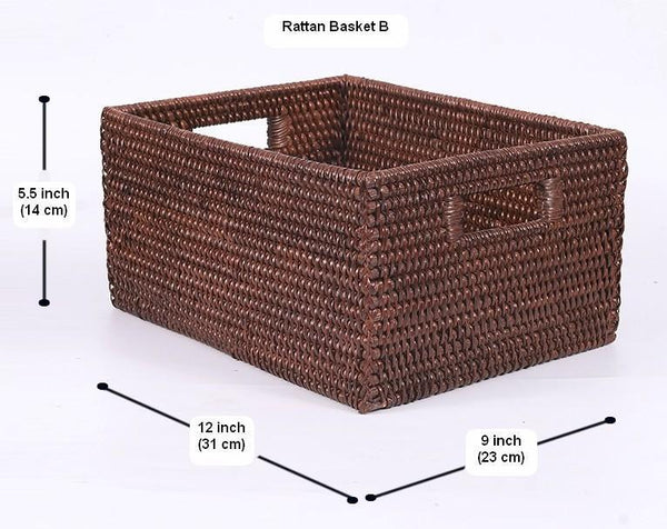 Storage Baskets for Clothes, Large Brown Woven Storage Basket, Storage Baskets for Bathroom, Rectangular Storage Baskets-HomePaintingDecor
