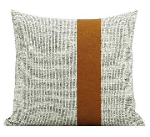 Modern Sofa Pillows for Interior Design, Gray Orange Modern Decorative Throw Pillows, Contemporary Square Modern Throw Pillows for Couch-HomePaintingDecor