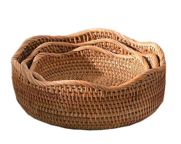 Woven Round Storage Basket, Rattan Storage Basket, Fruit Basket, Storage Baskets for Kitchen-HomePaintingDecor
