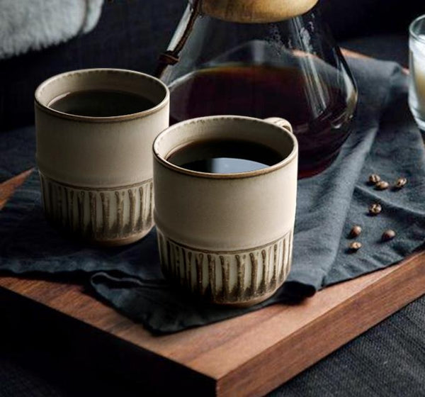 Elegant Porcelain Coffee Cups, Large Capacity Coffee Cup, Handmade Ceramic Coffee Mug, Large Pottery Coffee Cup, Large Tea Cup-HomePaintingDecor