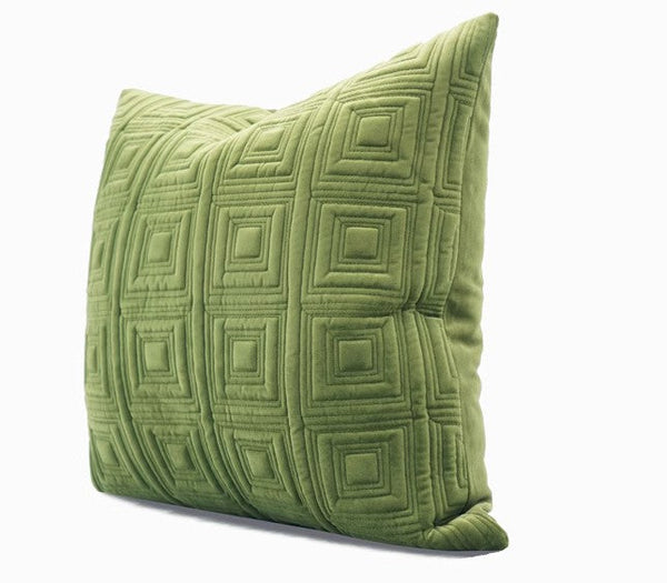 Large Square Modern Throw Pillows for Couch, Green Geometric Modern Sofa Pillows, Large Decorative Throw Pillows, Simple Throw Pillow for Interior Design-HomePaintingDecor