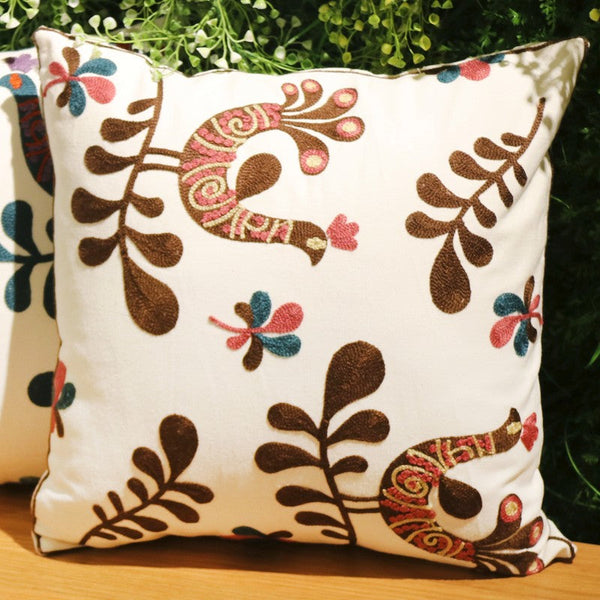 Farmhouse Embroider Cotton Pillow Covers, Love Birds Decorative Sofa Pillows, Cotton Decorative Pillows, Decorative Throw Pillows for Couch-HomePaintingDecor