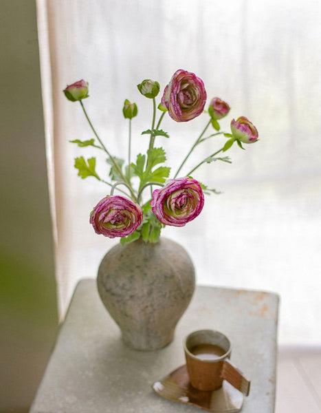 Flower Arrangement Ideas for Dining Room Table, Ranunculus Asiaticus Flowers, Simple Modern Floral Arrangement Ideas for Home Decoration, Spring Artificial Floral for Bedroom-HomePaintingDecor