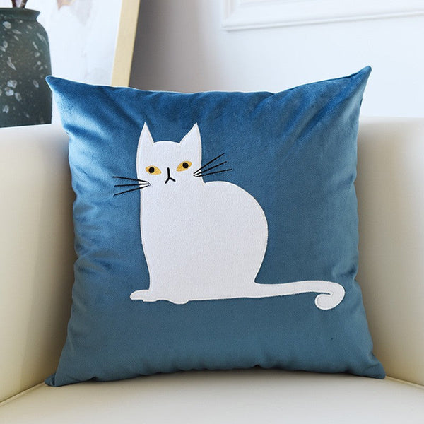 Modern Sofa Decorative Pillows, Cat Decorative Throw Pillows for Couch, Lovely Cat Pillow Covers for Kid's Room, Modern Decorative Throw Pillows-HomePaintingDecor