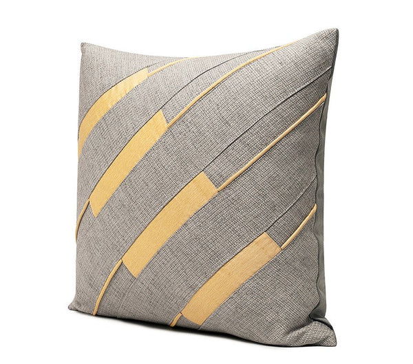 Grey Throw Pillow for Couch, Simple Modern Sofa Pillows, Grey Yellow Decorative Pillows, Modern Throw Pillows for Couch-HomePaintingDecor