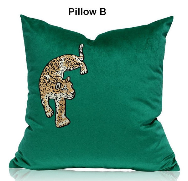 Modern Sofa Pillows, Green Decorative Pillows for Living Room, Contemporary Throw Pillows, Cheetah Decorative Cushion-HomePaintingDecor