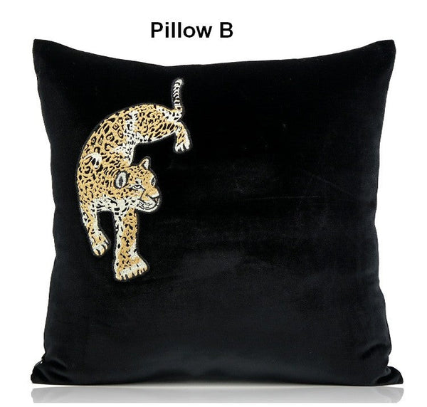 Contemporary Throw Pillows, Cheetah Decorative Throw Pillows, Modern Sofa Pillows, Black Decorative Pillows for Living Room-HomePaintingDecor