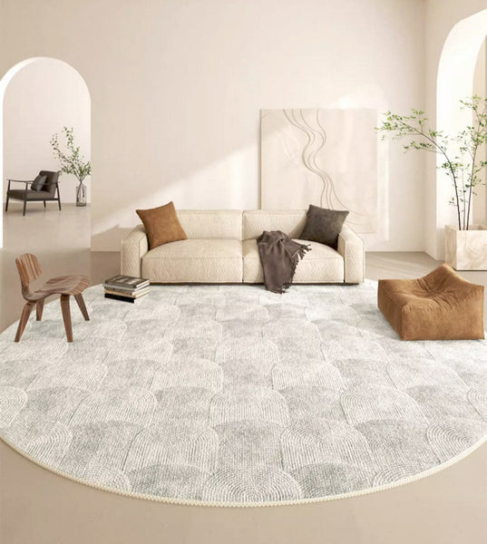 Contemporary Area Rugs for Bedroom, Round Area Rug for Dining Room, Coffee Table Rugs, Circular Modern Area Rug, Large Rugs for Living Room-HomePaintingDecor