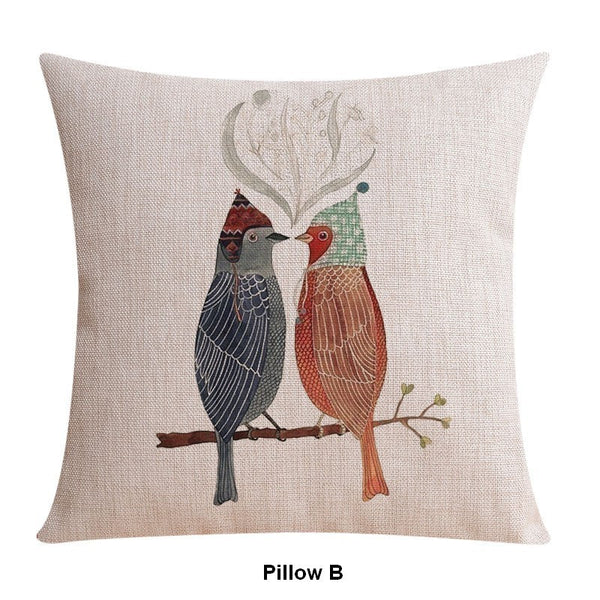 Singing Birds Decorative Throw Pillows, Love Birds Throw Pillows for Couch, Modern Sofa Decorative Pillows for Children's Room, Decorative Pillow Covers-HomePaintingDecor
