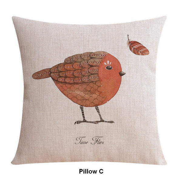 Decorative Sofa Pillows for Dining Room, Simple Decorative Pillow Covers, Love Birds Throw Pillows for Couch, Singing Birds Decorative Throw Pillows-HomePaintingDecor