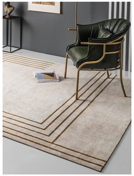 Bedroom Modern Rugs, Contemporary Beige Rugs under Sofa, Modern Area Rug in Living Room, Large Modern Rugs for Office-HomePaintingDecor