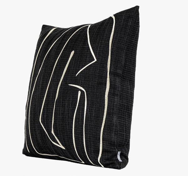 Geometric Square Modern Throw Pillows for Couch, Abstract Black Decorative Throw Pillows, Large Contemporary Throw Pillow for Interior Design-HomePaintingDecor