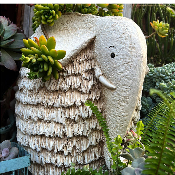 Large Elephant Flowerpot, Resin Statue for Garden, Modern Animal Statue for Garden Ornaments, Villa Outdoor Decor Gardening Ideas-HomePaintingDecor