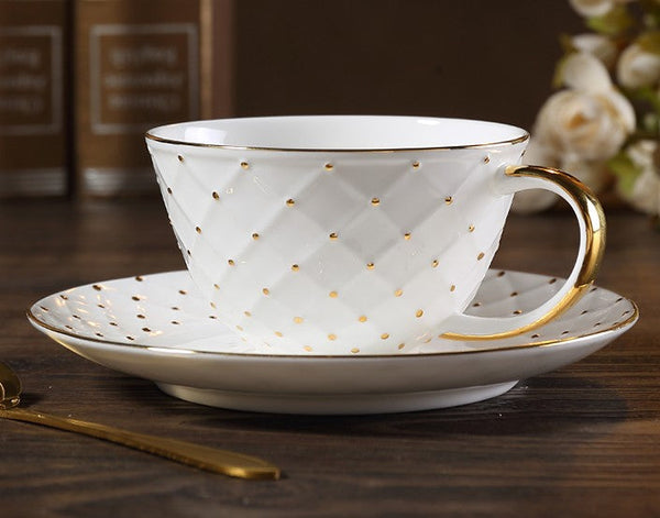 Elegant Ceramic Tea Cups, Unique Tea Cups and Saucers in Gift Box as Birthday Gift, Beautiful British Tea Cups, Creative Bone China Porcelain Tea Cup Set-HomePaintingDecor