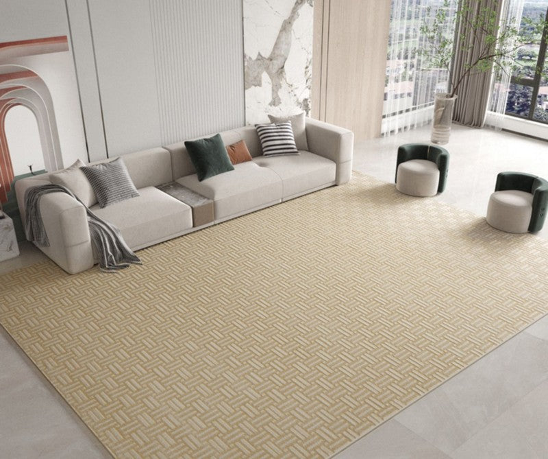 Simple Contemporary Wool Rugs, Modern Living Room Rug Ideas, Mid Century Wool Rugs for Dining Room, Large Modern Rug Placement Ideas for Bedroom-HomePaintingDecor