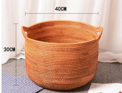 Large Woven Storage Basket with Handle, Large Rattan Basket, Large Round Storage Basket for Bathroom-HomePaintingDecor