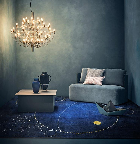 Bedroom Floor Rugs, Large Area Rugs for Living Room, Modern Blue Geometric Area Rug, Contemporary Area Rug for Dining Room-HomePaintingDecor