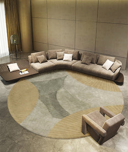 Modern Wool Rugs, Coffee Table Round Rugs, Abstract Round Modern Rug for Dining Room Table, Modern Wool Rugs for Living Room, Modern Rugs for Bedroom-HomePaintingDecor