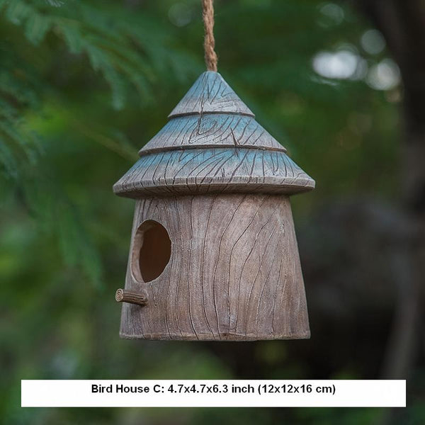 Resin Bird Nest for Garden Ornament, Bird House in the Garden, Lovely Birds House, Outdoor Decoration Ideas, Garden Ideas-HomePaintingDecor