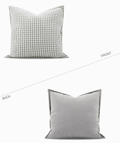 Gray Chequer Modern Sofa Pillows, Large Decorative Throw Pillows, Contemporary Square Modern Throw Pillows for Couch, Abstract Throw Pillow for Interior Design-HomePaintingDecor