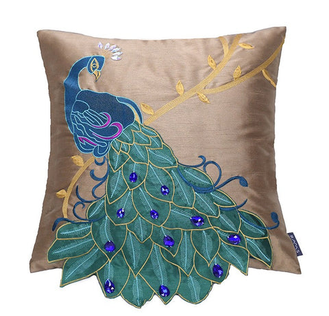 Beautiful Decorative Throw Pillows, Embroider Peacock Cotton and linen Pillow Cover, Decorative Sofa Pillows, Decorative Pillows for Couch-HomePaintingDecor
