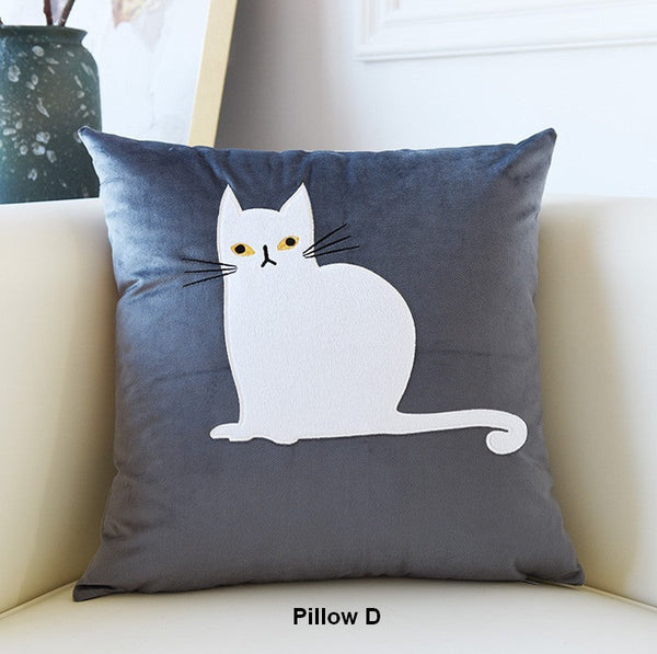 Lovely Cat Pillow Covers for Kid's Room, Modern Sofa Decorative Pillows, Cat Decorative Throw Pillows for Couch, Modern Decorative Throw Pillows-HomePaintingDecor