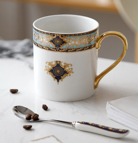 Elegant Ceramic Coffee Mug, Beautiful British Tea Cups, Large Royal Bone China Porcelain Mug, Large Capacity Ceramic Mugs for Office-HomePaintingDecor