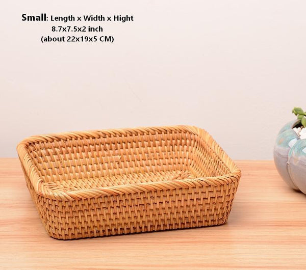 Woven Rectangular Storage Basket, Lovely Rattan Storage Basket, Storage Baskets for Kitchen-HomePaintingDecor