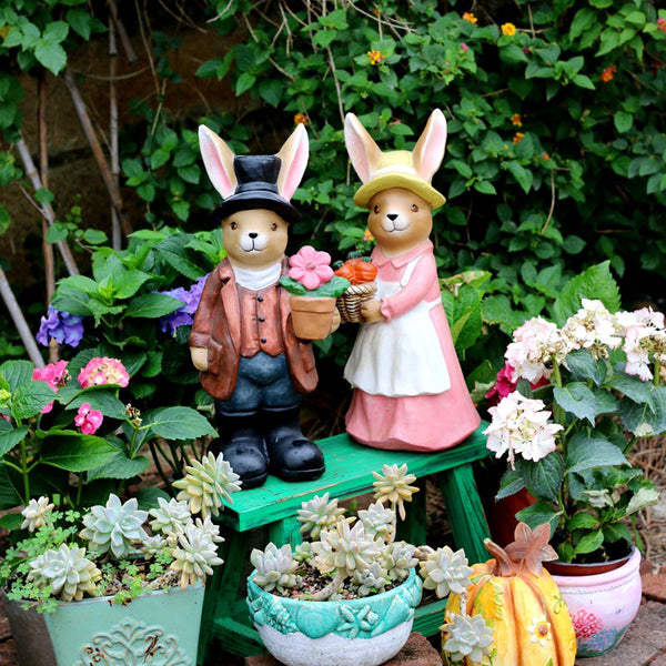 Garden Animal Sculpture Rabbit Statues, Garden Decor Ideas, Animal Statue for Garden Ornament, Villa Courtyard Decor, Outdoor Garden Decoration-HomePaintingDecor