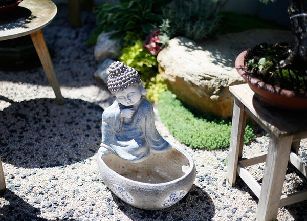 Sitting Buddha Flowerpot, Buddha Statue, Garden Decor Ideas, Large Figure Statue for Garden Ornaments, Villa Courtyard Decor, Outdoor Decoration Ideas-HomePaintingDecor
