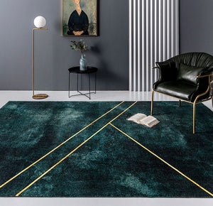 Modern Rugs under Coffee Table, Blackish Green Rugs, Large Geometric Modern Rugs for Dining Room, Large Contemporary Rugs for Living Room-HomePaintingDecor