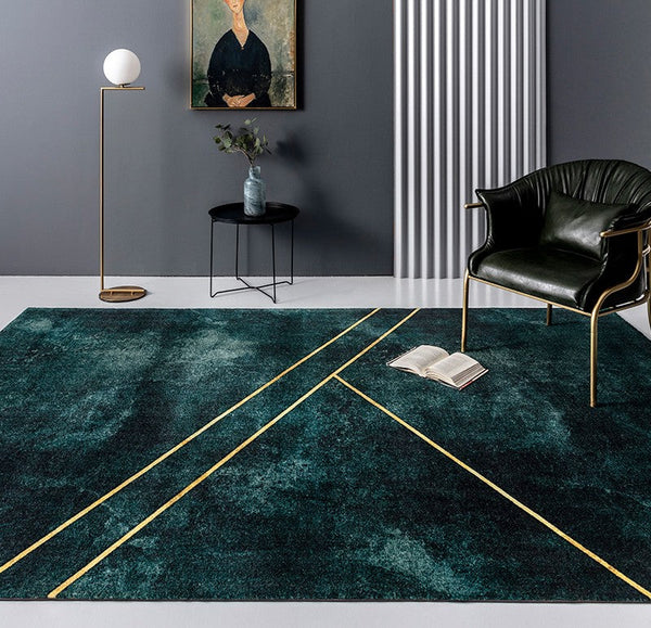 Modern Rugs under Coffee Table, Blackish Green Rugs, Large Geometric Modern Rugs for Dining Room, Large Contemporary Rugs for Living Room-HomePaintingDecor