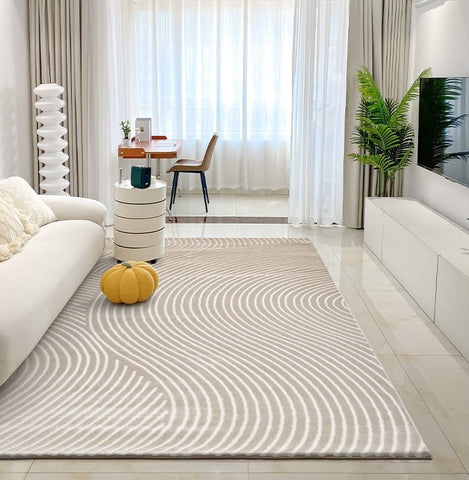 Contemporary Rugs for Office, Extra Large Modern Rugs for Living Room, Modern Rugs for Dining Room, Abstract Geometric Modern Rugs, Simple Modern Brown Rugs for Bedroom-HomePaintingDecor