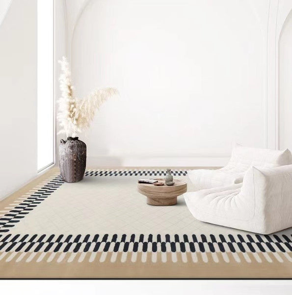Mid Century Modern Rugs for Office, Modern Living Room Rug Ideas, Large Geometric Wool Rugs, Abstract Modern Rug Ideas for Bedroom, Contemporary Wool Rugs for Dining Room-HomePaintingDecor