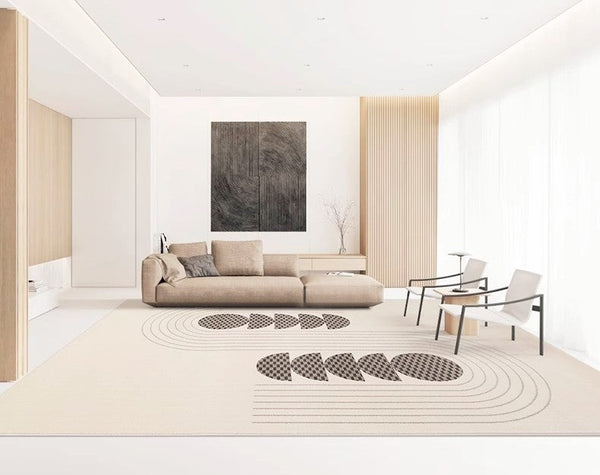 Simple Grey Geometric Rugs for Bedroom, Extra Large Modern Rug Ideas for Dining Room, Simple Modern Rug Placement Ideas for Living Room-HomePaintingDecor