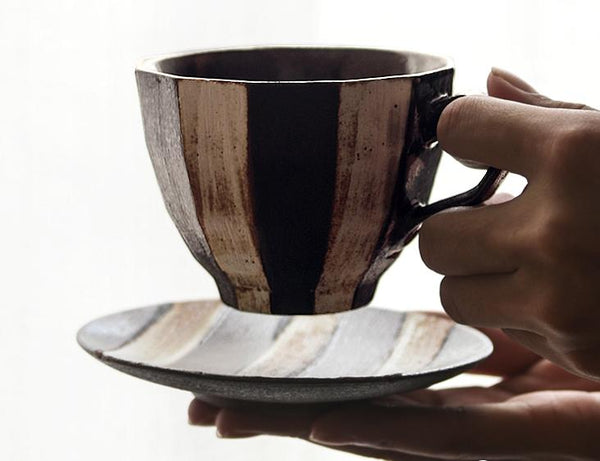 Cappuccino Coffee Mug, Latte Coffee Cup, Tea Cup, Pottery Coffee Cups, Ceramic Coffee Cup, Coffee Cup and Saucer Set-HomePaintingDecor