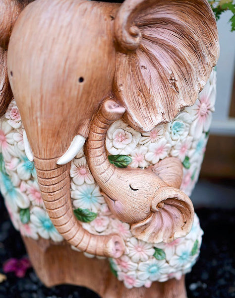 Unique Animal Statue for Garden Ornaments, Beautiful Elephant Flowerpot, Modern Garden Flower Pot, Resin Statue for Garden, Villa Outdoor Decor Gardening Ideas-HomePaintingDecor
