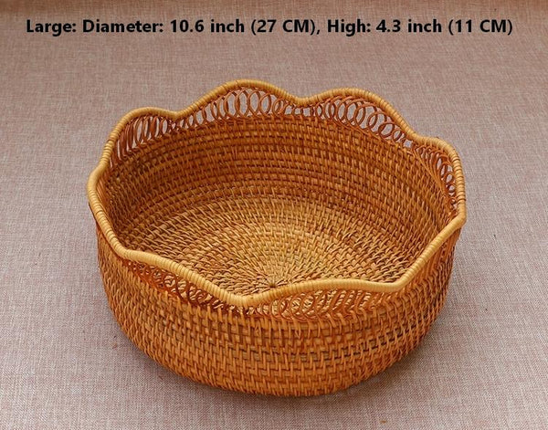 Woven Round Storage Basket, Cute Small Rattan Woven Baskets, Fruit Storage Basket, Storage Baskets for Kitchen-HomePaintingDecor