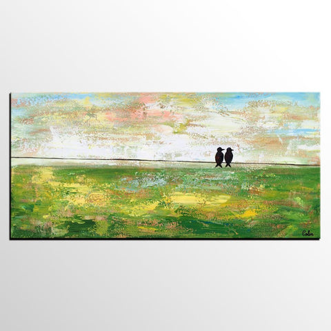 Abstract Painting, Original Wall Art Painting, Modern Canvas Painting, Love Birds Painting, Simple Modern Art, Paintings for Bedroom-HomePaintingDecor