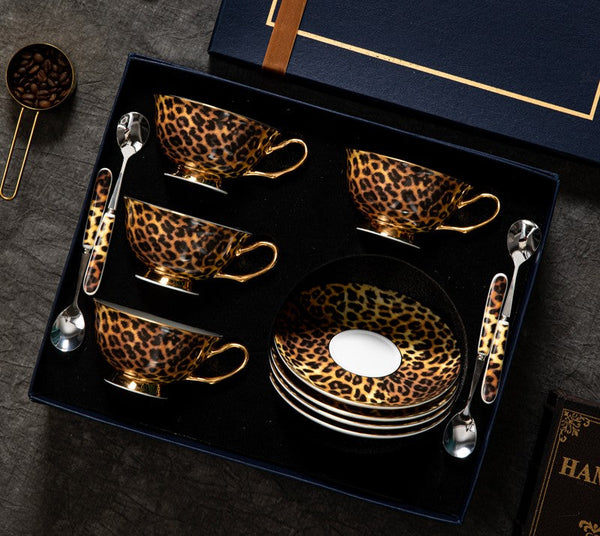 Modern Ceramic Cups, Creative Bone China Porcelain Tea Cup Set, Elegant Ceramic Coffee Cups, Unique Tea Cups and Saucers in Gift Box-HomePaintingDecor