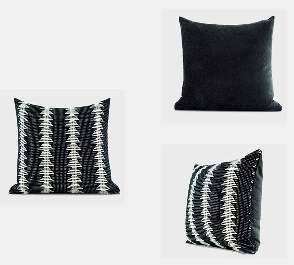 Large Modern Sofa Pillow Covers, Black and White Pattern Contemporary Square Modern Throw Pillows for Couch, Simple Throw Pillow for Interior Design-HomePaintingDecor