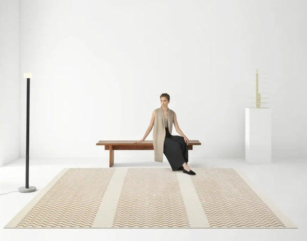 Light Tan Contemporary Wool Rugs, Modern Living Room Rug Ideas, Large Modern Rug Ideas for Bedroom, Mid Century Wool Rugs for Dining Room-HomePaintingDecor