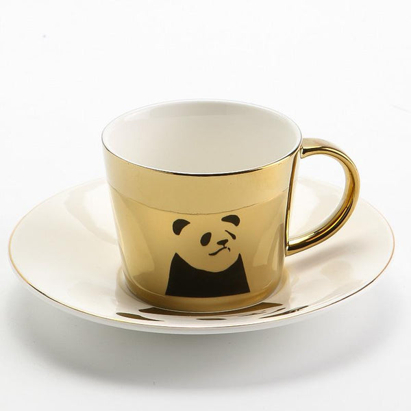 Large Coffee Cups, Tea Cup, Ceramic Coffee Cup, Golden Coffee Cup, Silver Coffee Mug, Coffee Cup and Saucer Set-HomePaintingDecor
