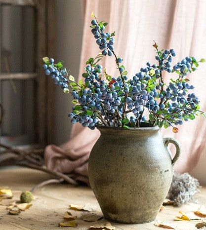 Simple Artificial Flowers for Home Decoration, Flower Arrangement Ideas for Living Room, Blue Cranberry Fruit Branch, Spring Artificial Floral for Bedroom-HomePaintingDecor
