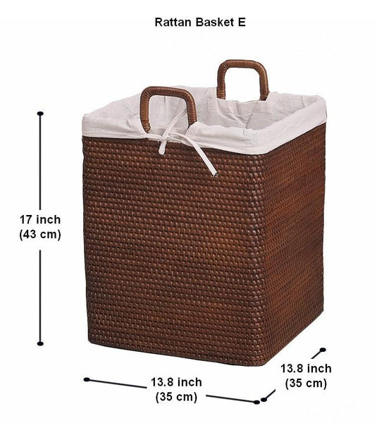 Large Rectangular Storage Baskets, Storage Baskets for Bathroom, Rattan Storage Baskets, Storage Basket with Lid, Storage Baskets for Clothes-HomePaintingDecor