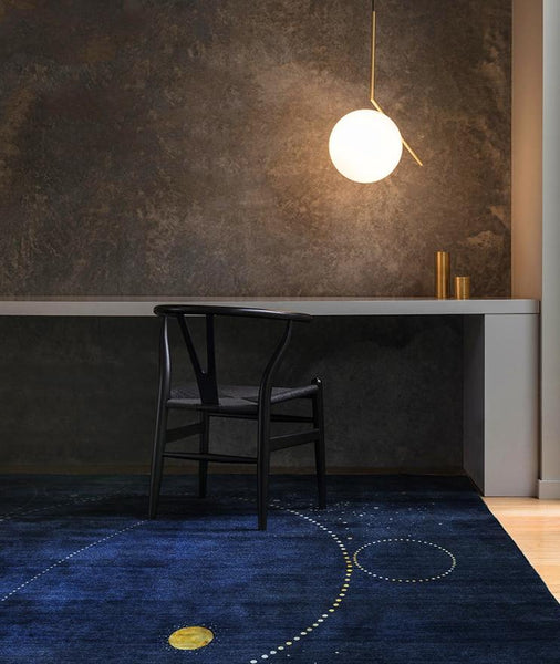 Bedroom Floor Rugs, Large Area Rugs for Living Room, Modern Blue Geometric Area Rug, Contemporary Area Rug for Dining Room-HomePaintingDecor
