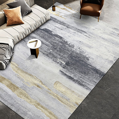 Simple Modern Grey Rugs for Bedroom, Abstract Geometric Modern Rugs, Large Modern Rugs for Living Room, Modern Rugs for Dining Room, Contemporary Rugs for Office-HomePaintingDecor