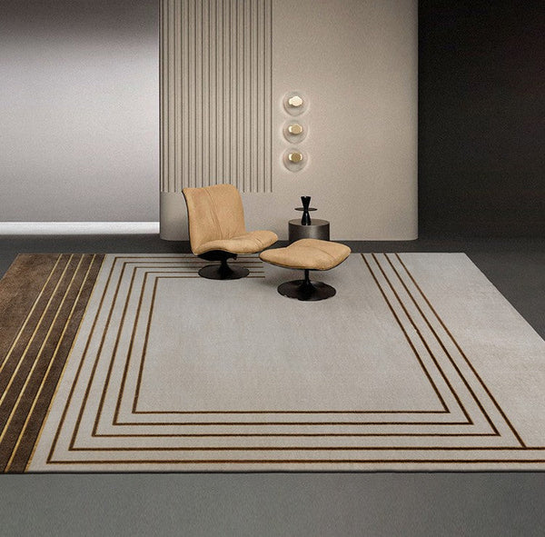 Bedroom Modern Rugs, Contemporary Beige Rugs under Sofa, Modern Area Rug in Living Room, Large Modern Rugs for Office-HomePaintingDecor