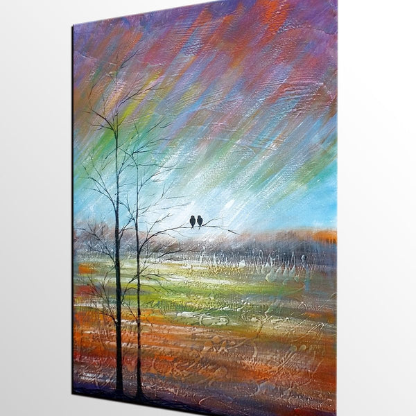 Large Acrylic Painting, Simple Canvas Painting, Abstract Painting for Sale, Love Birds Painting, Paintings for Bedroom, C-HomePaintingDecor